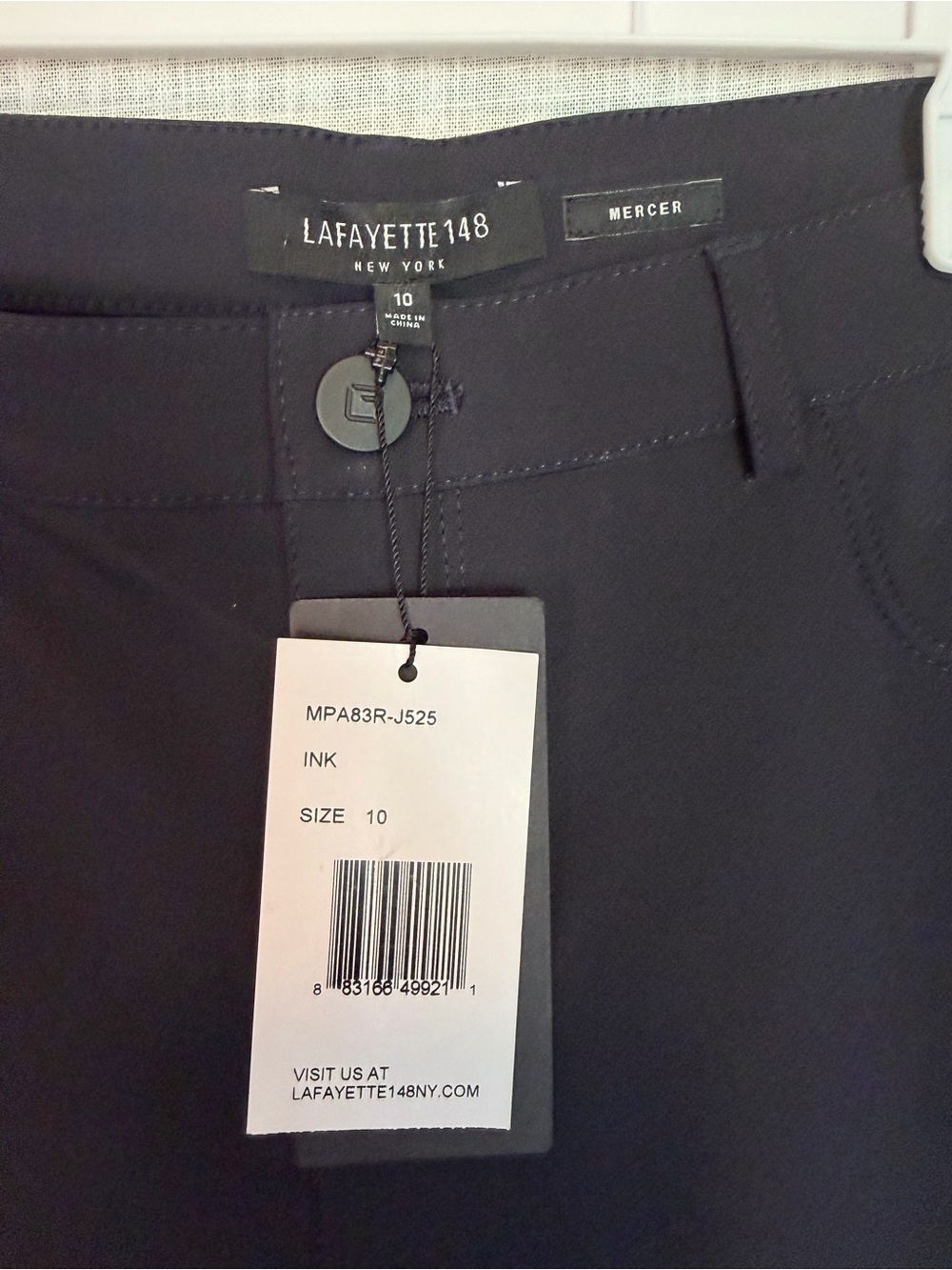 Lafayette 148 New York Mercer Slim Stretch Ankle Pants Ink (Navy) NWT Size 10 - Picture 4 of 13